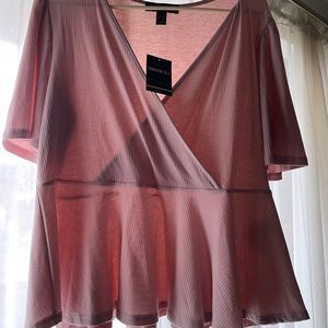 Light pink thermal faux wrap top